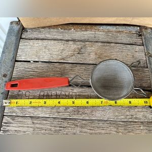 Vintage/antique Tea strainer/ red handled kitchen strainer
